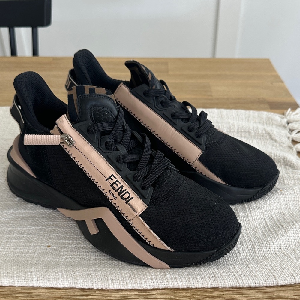 Fendi Flow Black and Pink Sneakers
